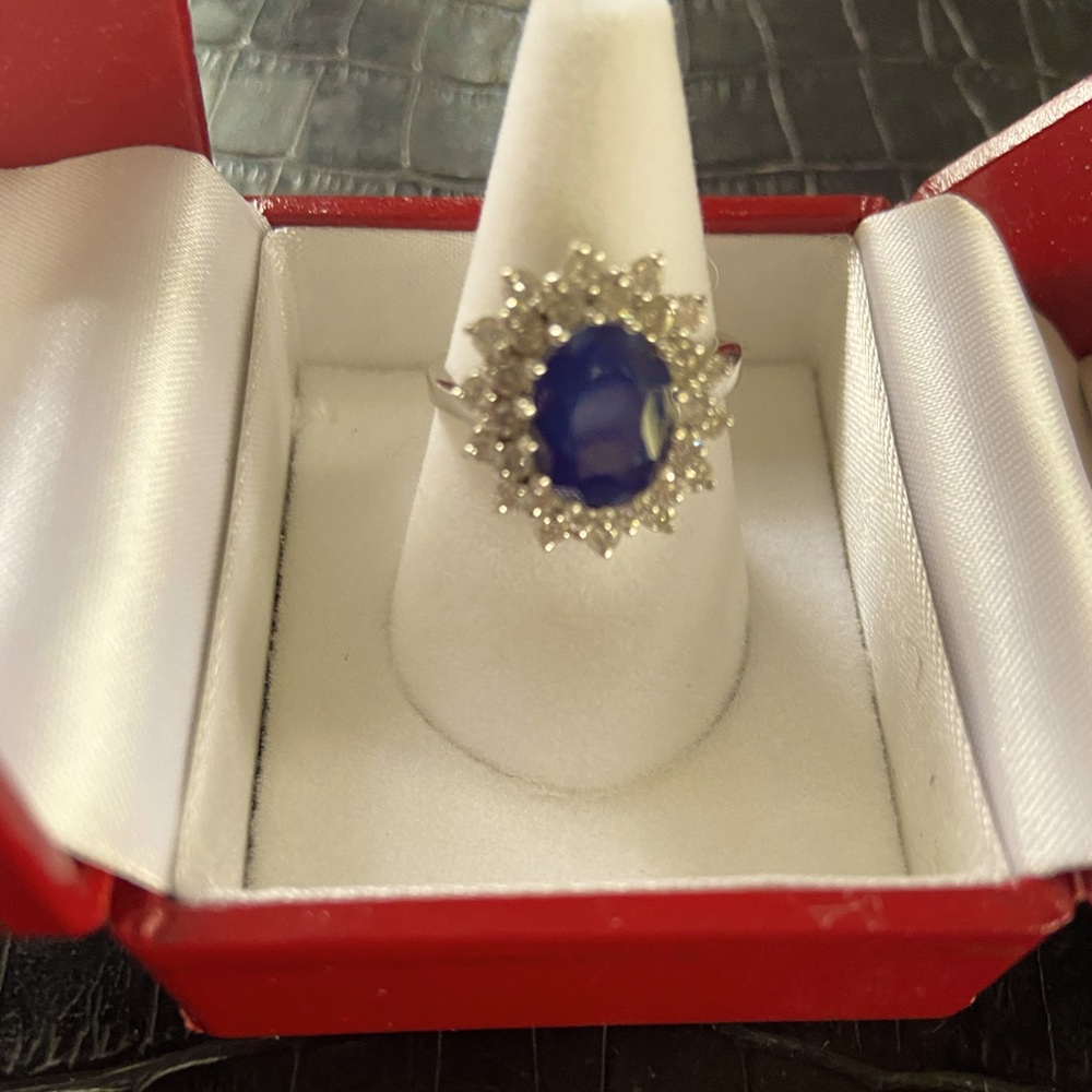 Ladies sapphire and diamond ring